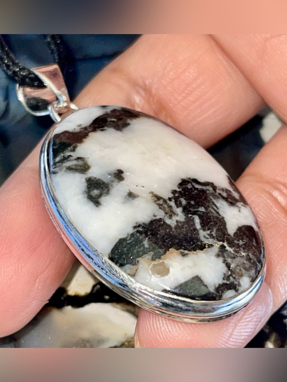 White Buffalo Turquoise Crystal Pendant 2 1/4”